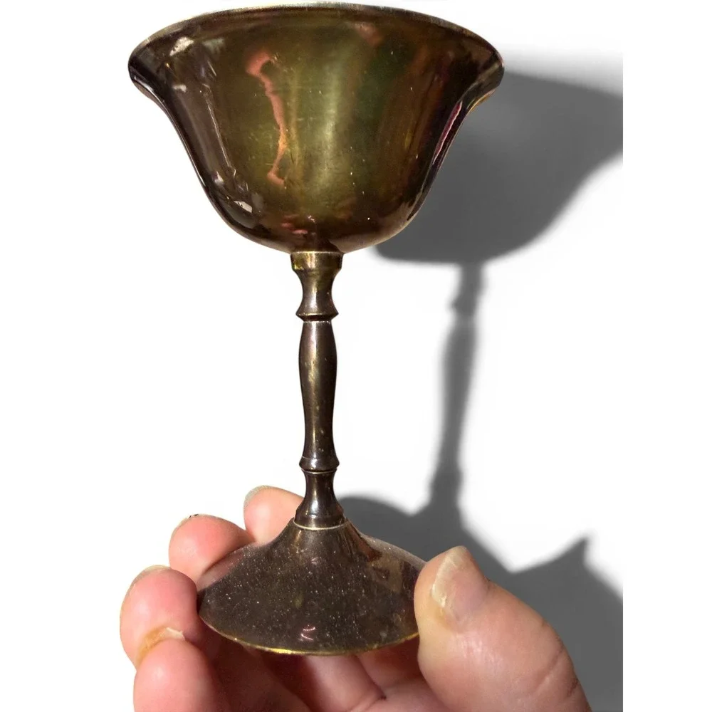 Vintage Solid Brass Chalices | Set of 3 | Mid-Century Barware